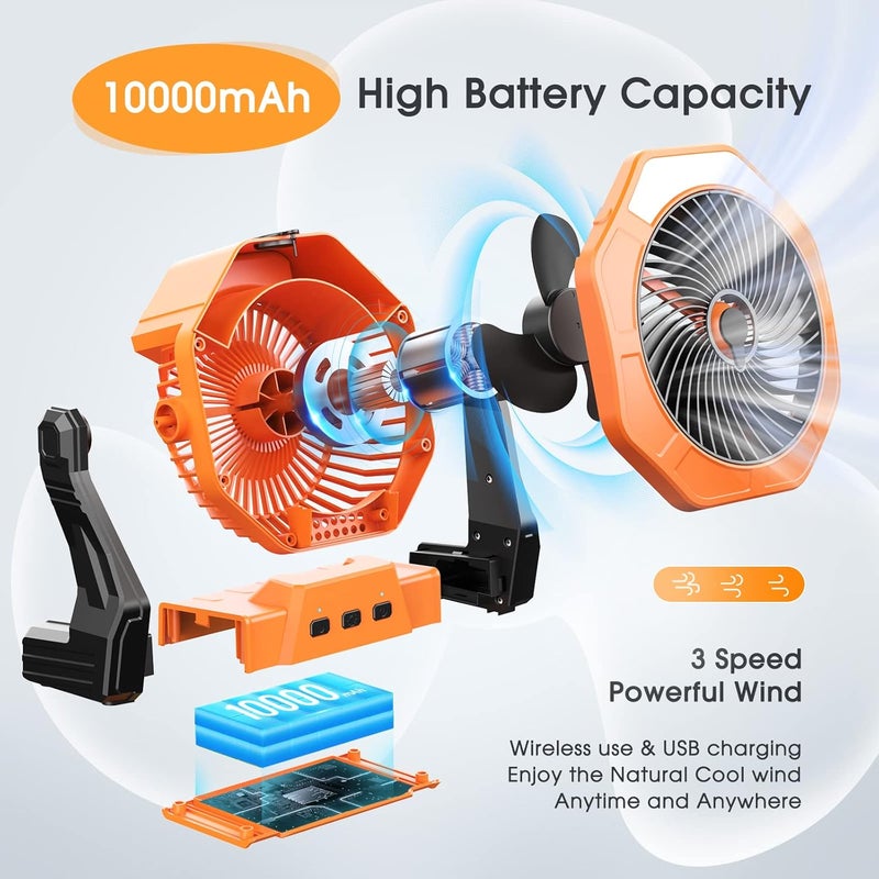 Ausic 10W Solar Fan with Mister, Misting Camping Fan with Solar Panel, Portable Outdoor Fans, 8 Inch Battery Operated Rechargeable Cooling Fans with Water Spray for Travel/Beach/Chicken Coop - Image 5